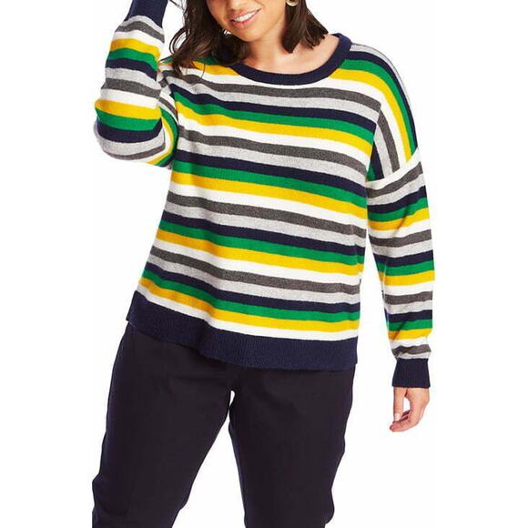 COURT & ROWE Sweaters - Court & Rowe Womens Striped Sweater Crew Neck Long Sleeve Pullover L Large
